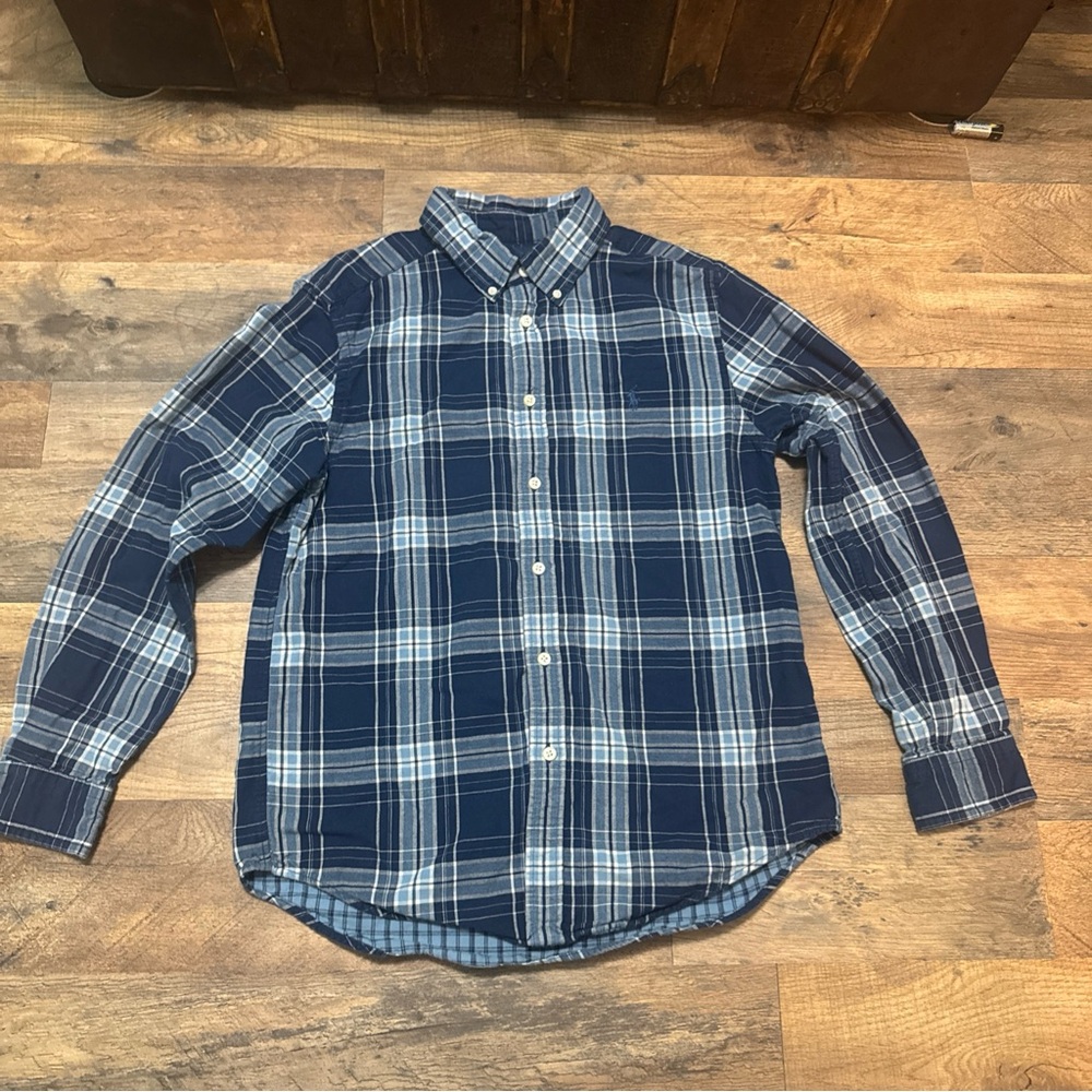 Ralph Lauren Navy and White Plaid Casual Shirt